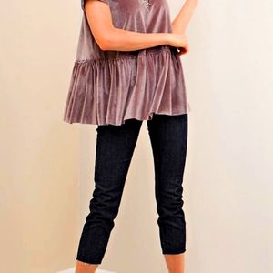 Entro Mauve Velvet Peplum Top-L